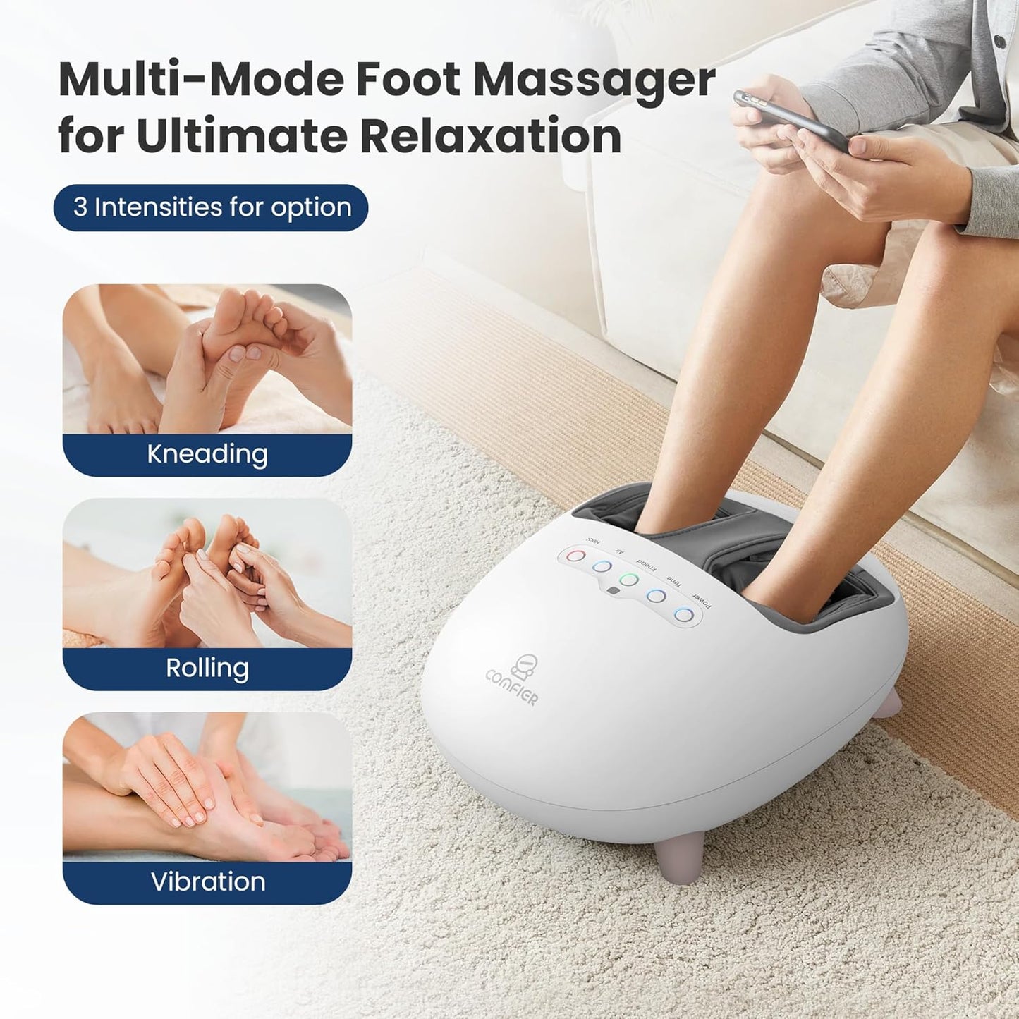 Shiatsu Foot Massager with Heat, Rolling Compression Vibration, Foot Massager for Plantar Fasciitis,Neuropathy, Remote Control, Foot Warmer Gifts, Foot Heater Christmas Gifts for Women, Men