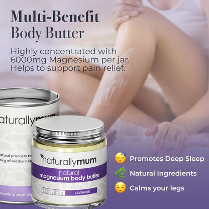 - Magnesium Body Butter Cream for Sleep [NATURAL & VEGAN] - Magnesium Body Butter Support for Sleep, Heart, Bone, Nerve, Gut & Muscle Health - Magnesium Butter Cream for Sleep - Lavender