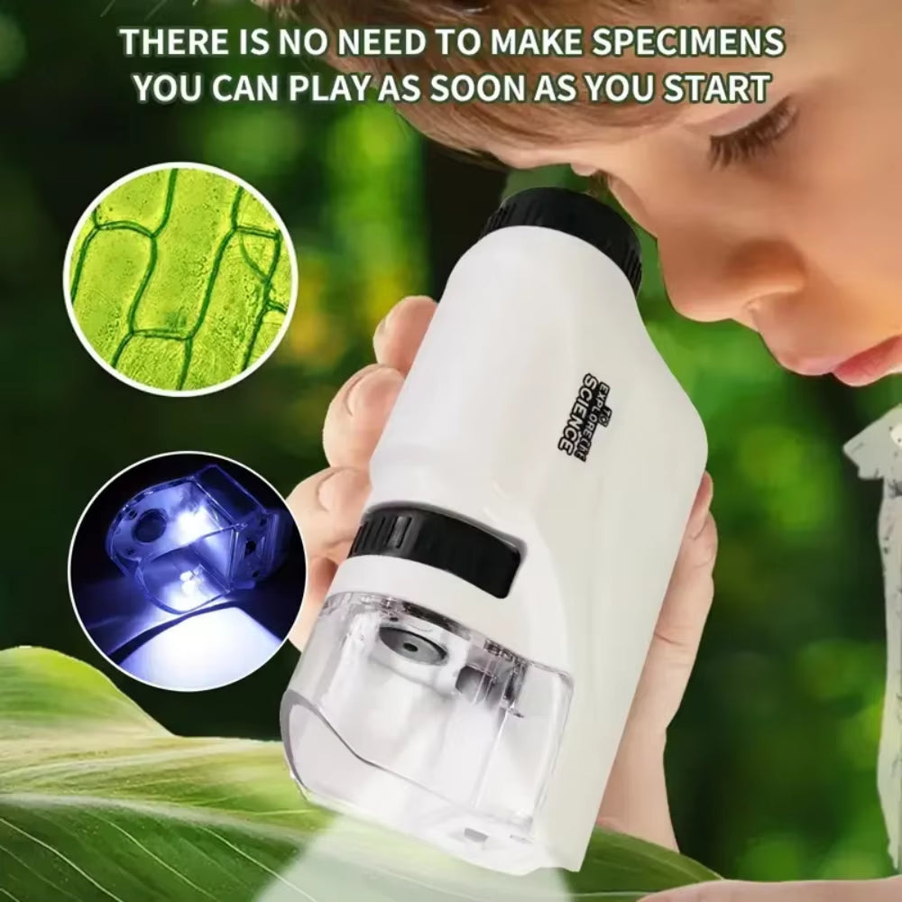 Microscope 60-120X Lab Handheld Microscope Battery Powered Microscope with LED Light Kids Science Microscope